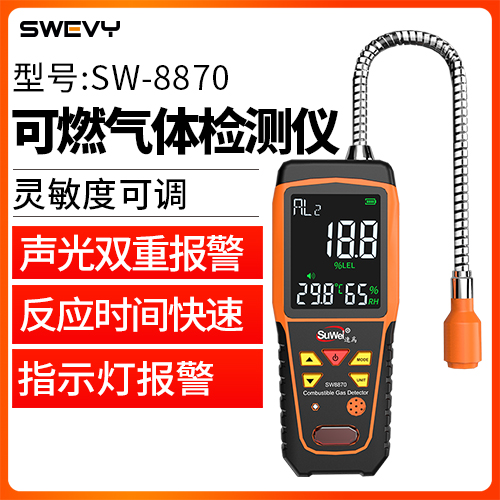 SW8870速为可燃气体探测报警器工业天燃气泄漏检测仪便携式煤气甲烷浓度
